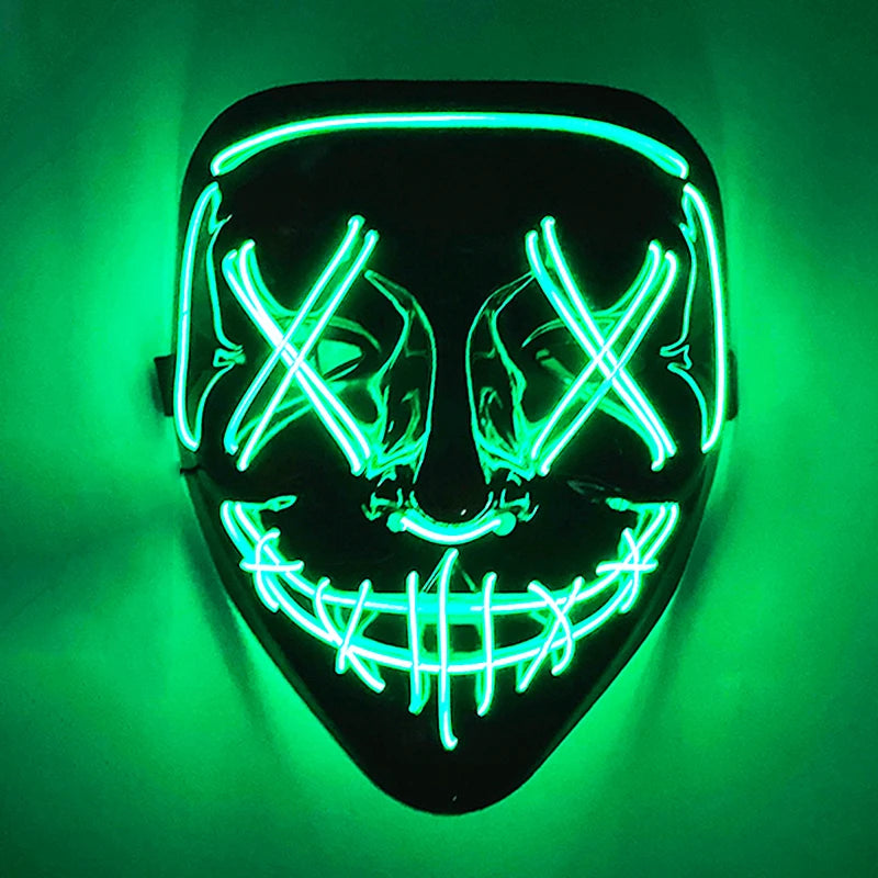 Wireless Scary Glowing Mask LED Luminous Purge Mask Halloween Horror Neon Light Up Cosplay Party Mask Fstival Costume Supplies RISE DEFENSE SYSTEMS.AI PRODUCTS