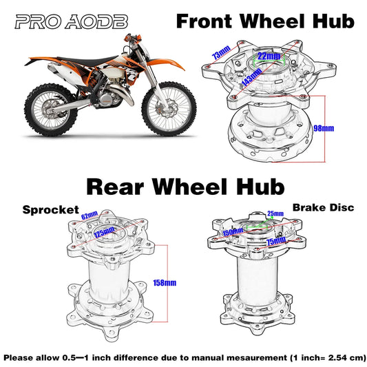 Motocross CNC Machined 36 Holes Front And Rear Wheel Hub For KTM SX SX-F XC XC-F EXC EXC-F XC-W XCF-W 450SMR 125-530 2016-2022 RISE DEFENSE SYSTEMS.AI PRODUCTS