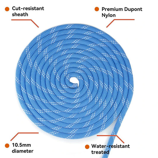 Thickened 10m Safety Life Rope Climbing Rope Static Rock Mountaineering Rope Outdoor Survival Fire Escape Car Rescue RISE DEFENSE SYSTEMS.AI PRODUCTS
