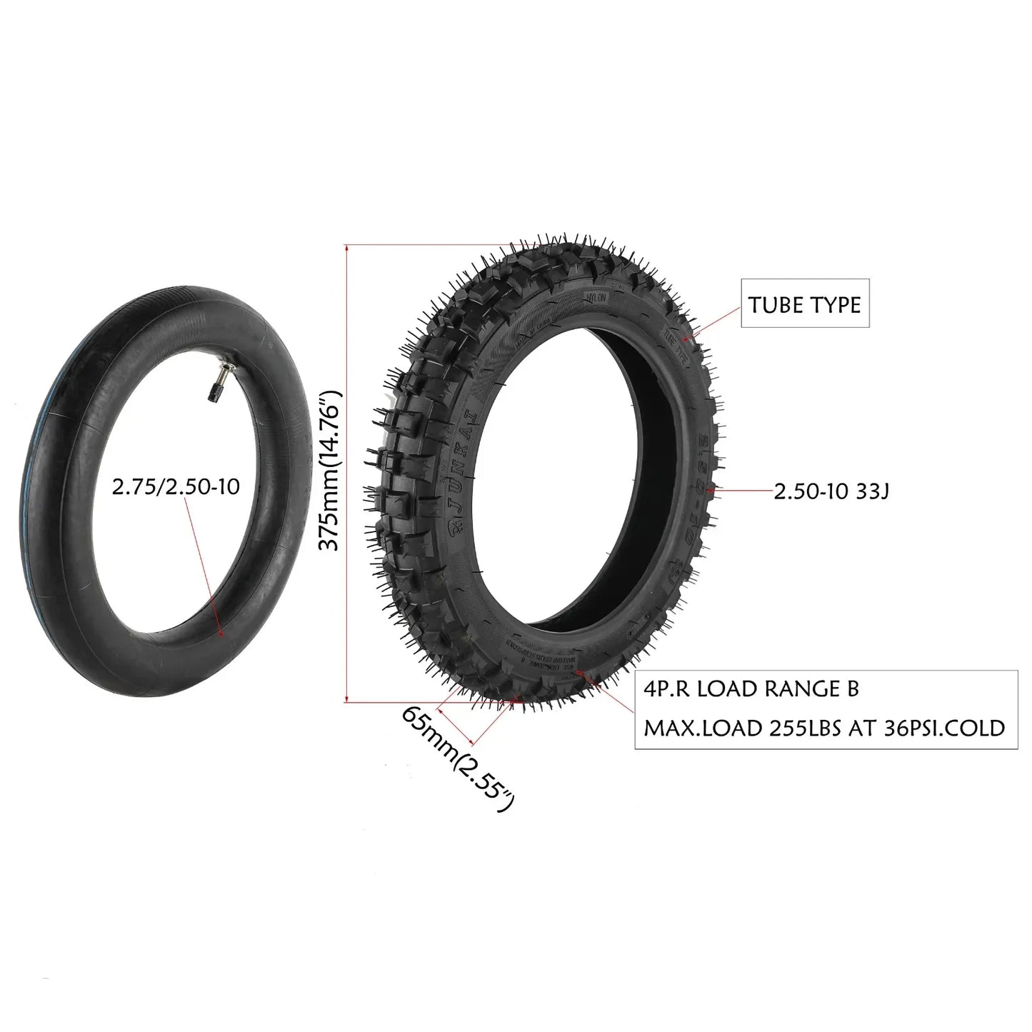 2.50x10 2.50-10 Offroad MX Front Rear Tire Dirt Pit Bike For SDG Baja Coolster 50cc 70cc Tire and Inner Tube RISE DEFENSE SYSTEMS.AI PRODUCTS