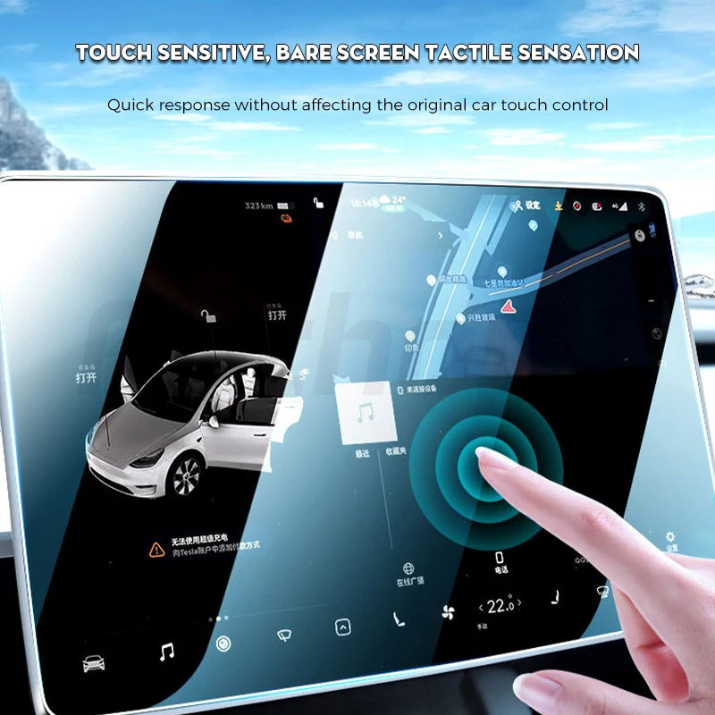 Futhope Tempered Glass Screen Protector For Tesla Model 3 Highland Y 2021-2024 Matte Glare HD Center Control Film Protection RISE DEFENSE SYSTEMS.AI PRODUCTS