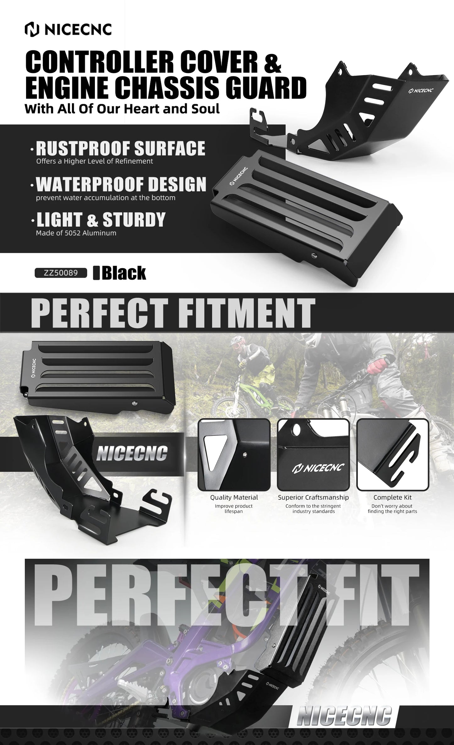 Aluminum Controller Cover & Engine Chassis Guard For SUR-RON Surron Light Bee X S L1E Segway X160 X260 Electric Dirt Bike 2024 RISE DEFENSE SYSTEMS.AI PRODUCTS