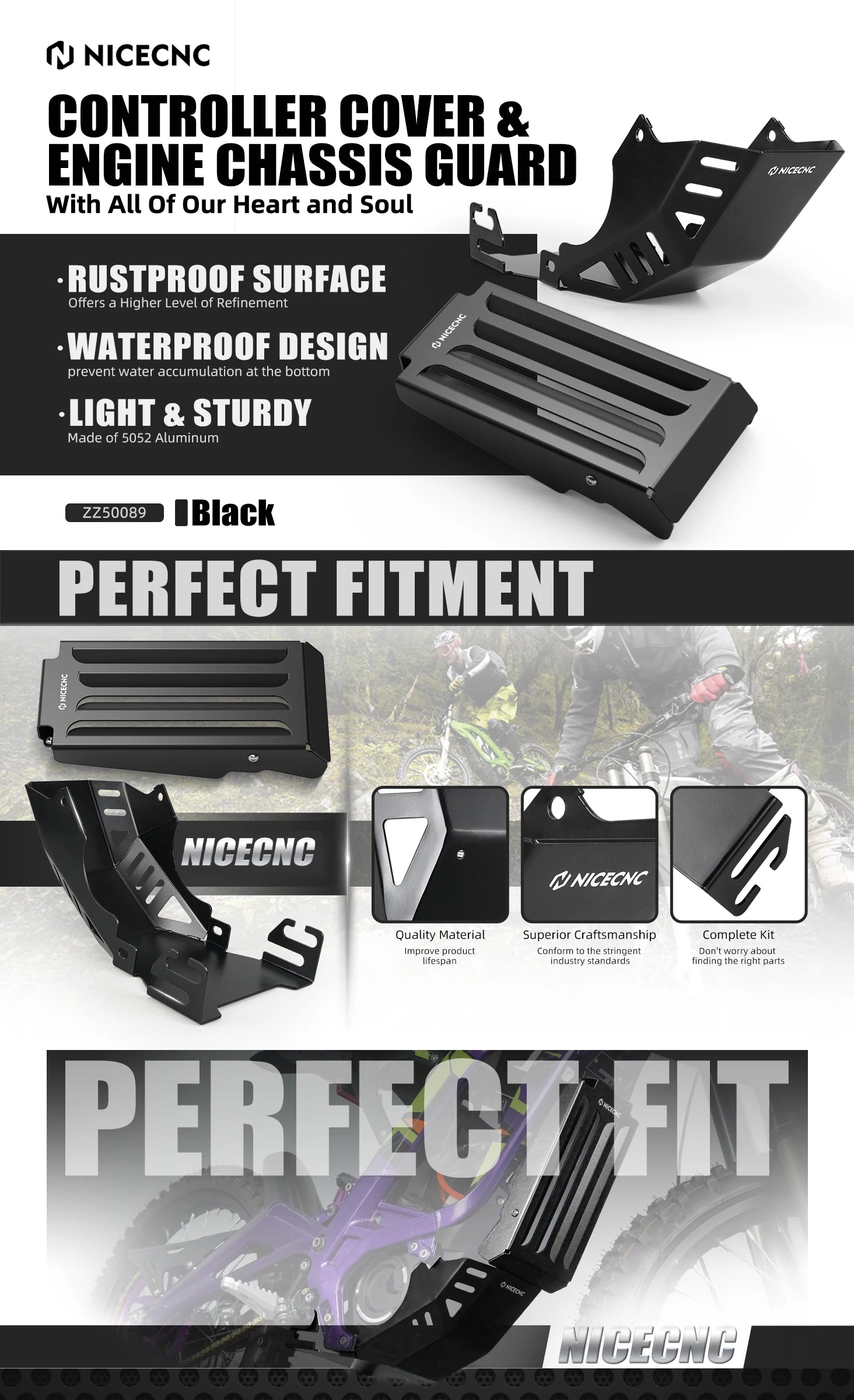 Aluminum Controller Cover & Engine Chassis Guard For SUR-RON Surron Light Bee X S L1E Segway X160 X260 Electric Dirt Bike 2024 RISE DEFENSE SYSTEMS.AI PRODUCTS