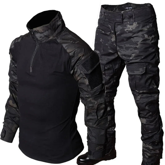 Snake Camo Tactical Sets Men Autumn Breathable Long Sleeve Tshirts+Outdoor Multi-pocket Pants 2 Pcs Suits Training Cargo Set RISE DEFENSE SYSTEMS.AI PRODUCTS