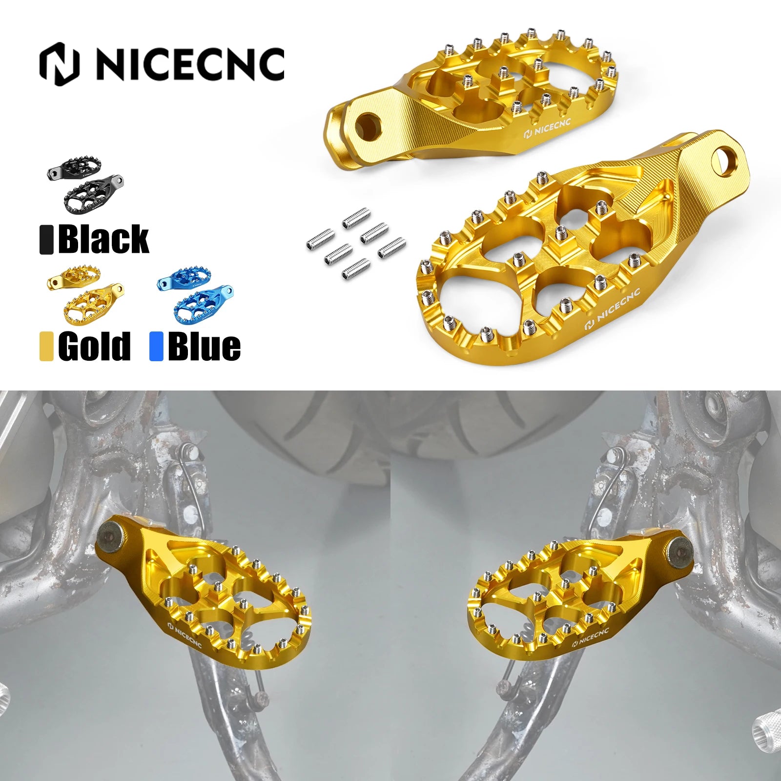 NICECNC For Suzuki DRZ400S 2000-2024 DRZ400SM 2005-2024 DR-Z400S DR-Z400SM Motorcycle Lengthened Enlarged Footpeg Footrest Pedal RISE DEFENSE SYSTEMS.AI PRODUCTS