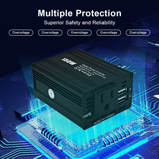 150W DC to AC Power Converter DC 12V to 110V AC Car Inverter Automatic Transformer With Dual USB US Socket Car Adapter Dropship RISE DEFENSE SYSTEMS.AI PRODUCTS