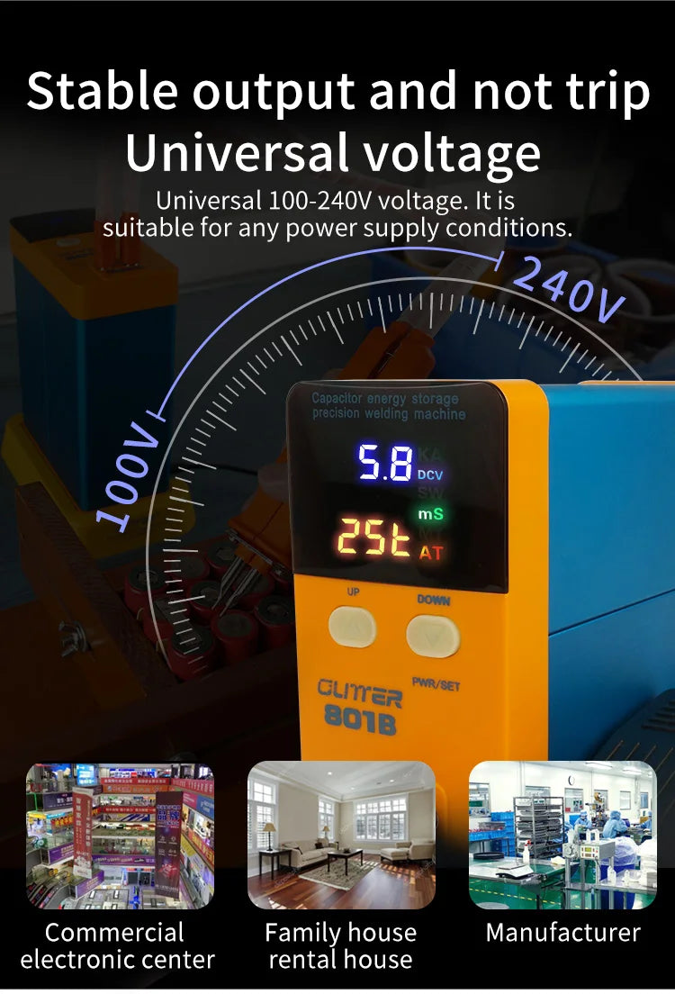 GLITTER 801B battery spot welder 11.6 KW 500A High Power welding Precision Pulse Spot Welder Voltage Measurement Dual Feature RISE DEFENSE SYSTEMS.AI PRODUCTS