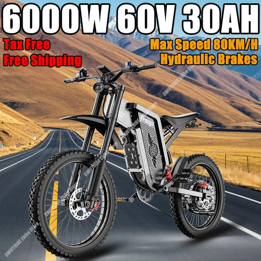 Freego X2 E-bike 6000W 60V 30Ah 19*2.0 Mtb Tires Electric Bicycle Mountain All Terrain Off-Road Full Supspension Electric Bike RISE DEFENSE SYSTEMS.AI PRODUCTS