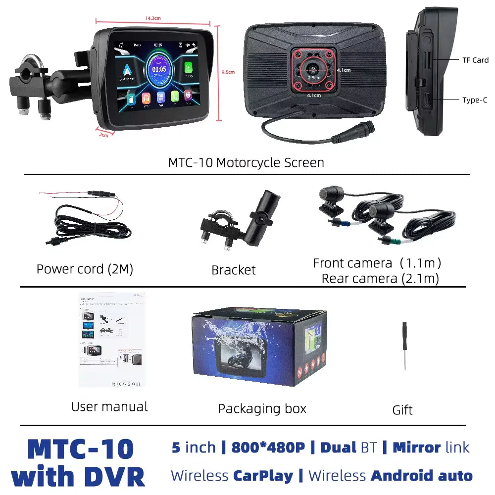 EKIY Motorcycle Navigation Apple CarPlay Display Screen Portable Motorcycle Wireless Android Auto Monitor Waterproof RISE DEFENSE SYSTEMS.AI PRODUCTS