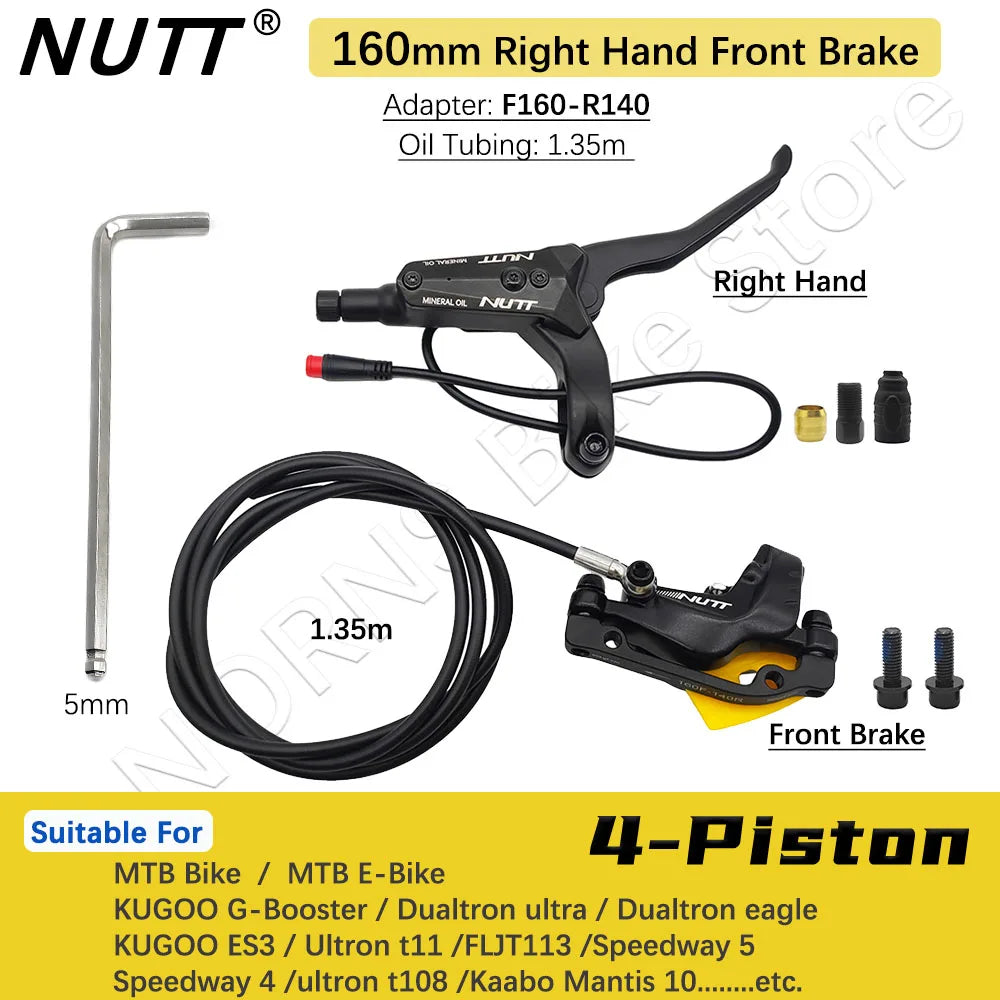 NUTT 4 Piston Y-5 Electric E-Bike Scooter Disc Brake Hydraulic Bicycle 140 160 180 Rotor For A5-D KUGOO Dualtron Kaabo Mantis RISE DEFENSE SYSTEMS.AI PRODUCTS