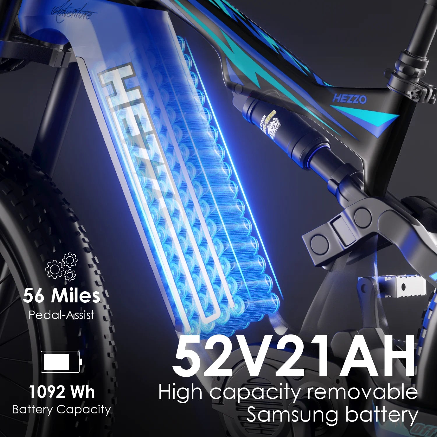 HEZZO K9 Carbon Fiber Ebike 52V 1000W Bafang M620 Middrive Electric Bicycle 21Ah LG 50Kmp 26X4.5