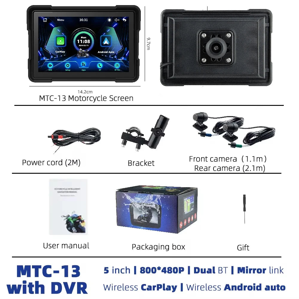 EKIY Motorcycle Navigation Apple CarPlay Display Screen Portable Motorcycle Wireless Android Auto Monitor Waterproof RISE DEFENSE SYSTEMS.AI PRODUCTS