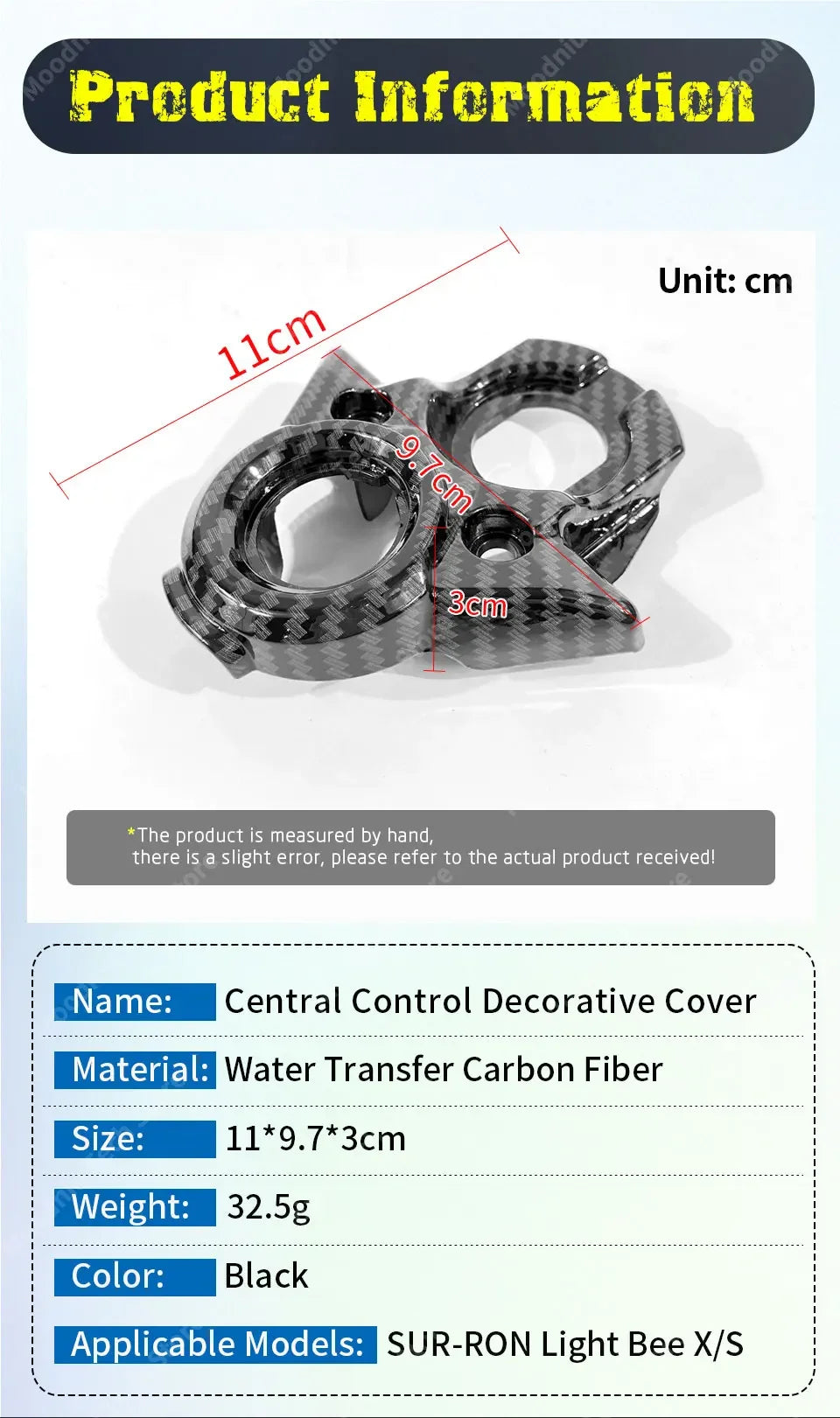For Sur-Ron Light Bee X Segway X260 SUR RON Carbon Fiber Central Control Decorative Cover Off-Road SURRON Key Plate RISE DEFENSE SYSTEMS.AI PRODUCTS
