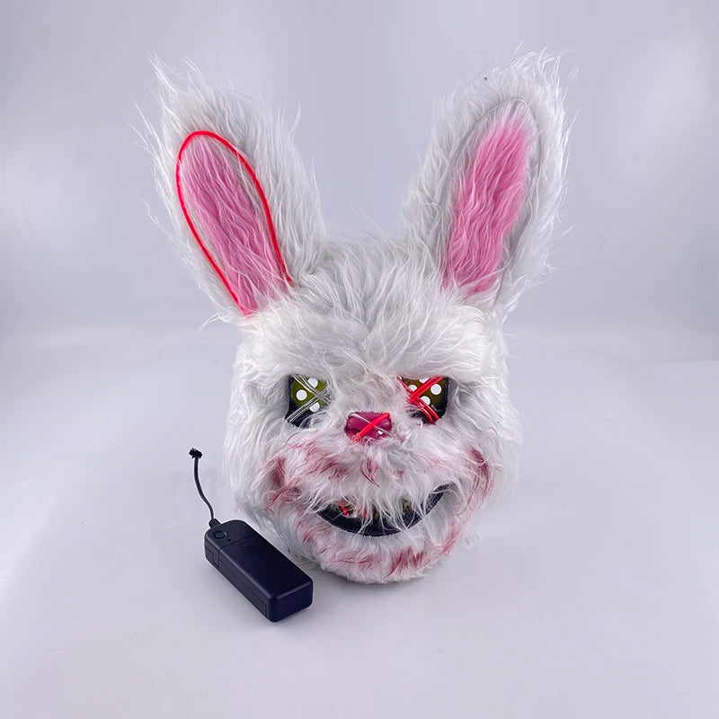 New Design Glowing Bloody Rabbit Mask Led Neon Cosplay Bear  Mask Halloween Horror Carnival Masquerade costume Decoration Props RISE DEFENSE SYSTEMS.AI PRODUCTS