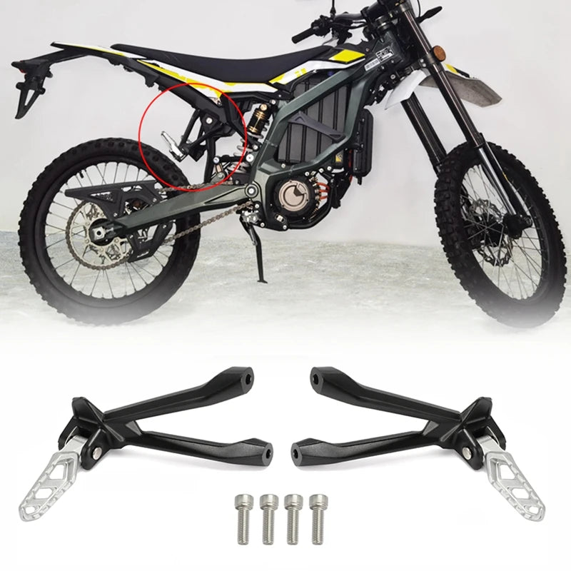 Modified Off-Road Ultra Bee Original Rear Foot Pegs For SURRON SUR RON Ultra Bee Electronic Dirt Bike Foot Pedal Bracket Support RISE DEFENSE SYSTEMS.AI PRODUCTS
