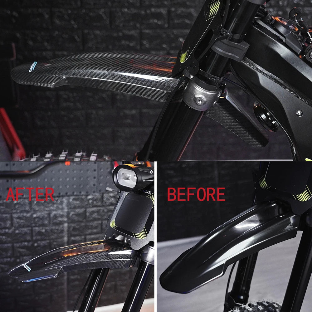 Funparts Carbon Fiber Motorcycle Front Fender Mudguards For Surron Sur-Ron Sur Ron Lightbee Light Bee X S L1E Electric Bike RISE DEFENSE SYSTEMS.AI PRODUCTS