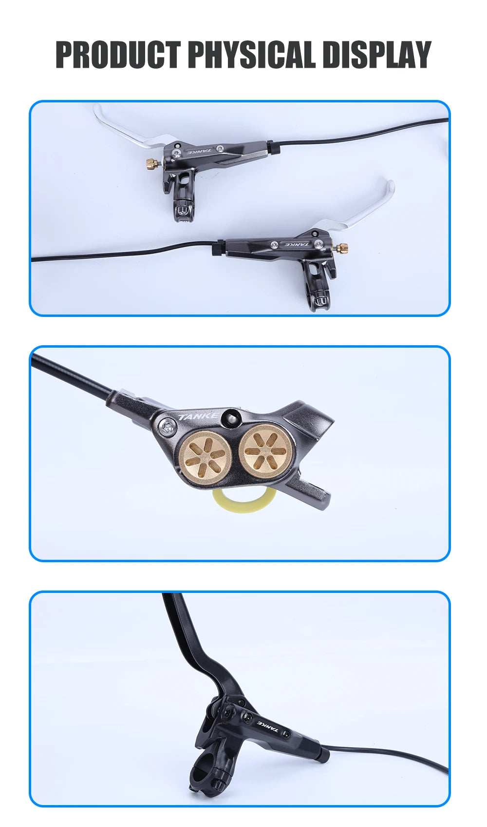 TANKE E-Bike MTB 4 Piston Hydraulic Disc Brake Set 160mm Rotors Oil Pressure Brakes Front Rear Mountain Bicycle Clamp Ultralight RISE DEFENSE SYSTEMS.AI PRODUCTS