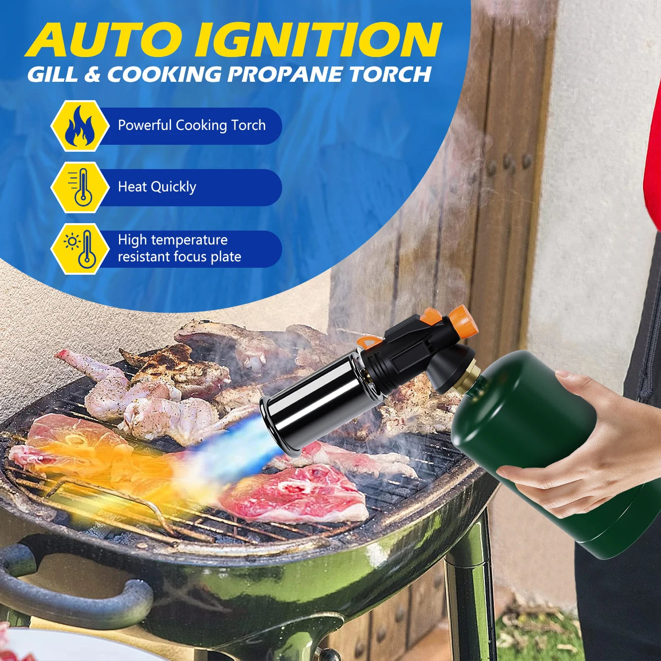 Powerful Grill & Cooking Propane Torch, Sous Vide, Campfire Starter, Adjustable Kitchen Torch for Searing Steak, BBQ, Welding RISE DEFENSE SYSTEMS.AI PRODUCTS