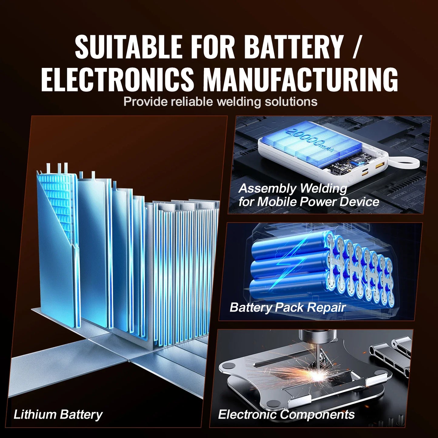 VEVOR Battery Spot Welder 788H Portable Battery Welding Machine with 2 Welding Modes  LED Lighting for 18650 14500 Battery Packs RISE DEFENSE SYSTEMS.AI PRODUCTS