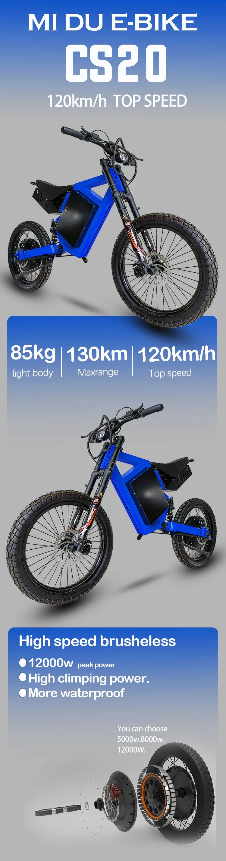 High Speed 12000W Large Power Mountain Bike Long Range Off Road Motorcycle Electric Dirt Bike RISE DEFENSE SYSTEMS.AI PRODUCTS