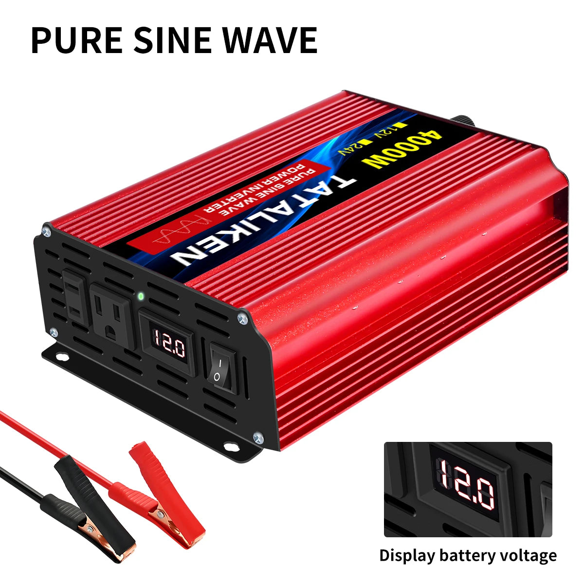 DC 12V/24V to AC 110V60HZ Pure Sine Wave Inverter screen 1600-10000w suitable for Car solar High Energy Converter with LED RISE DEFENSE SYSTEMS.AI PRODUCTS