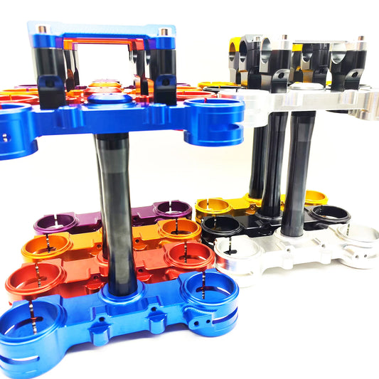 SURRON ULTRA BEE fork top and bottom triple clamps parts mod fork top and bottom UB triple clamps RISE DEFENSE SYSTEMS.AI PRODUCTS