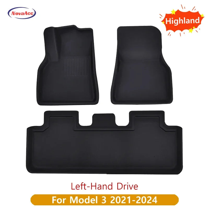 For Tesla Model Y 3 Highland Floor Mat Trunk Luggage Mat LHD RHD 2017 to 2024 2025 Left Right Rudder Four Seasons Floor Liner RISE DEFENSE SYSTEMS.AI PRODUCTS