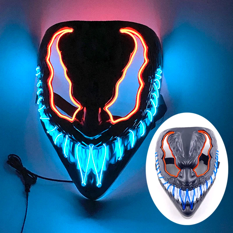 Halloween Film Theme Light Up Glowing Scary Mask LED Luminous Horror Purge Mask Cosplay Bar Party Supplies Neon Full Face Mask RISE DEFENSE SYSTEMS.AI PRODUCTS