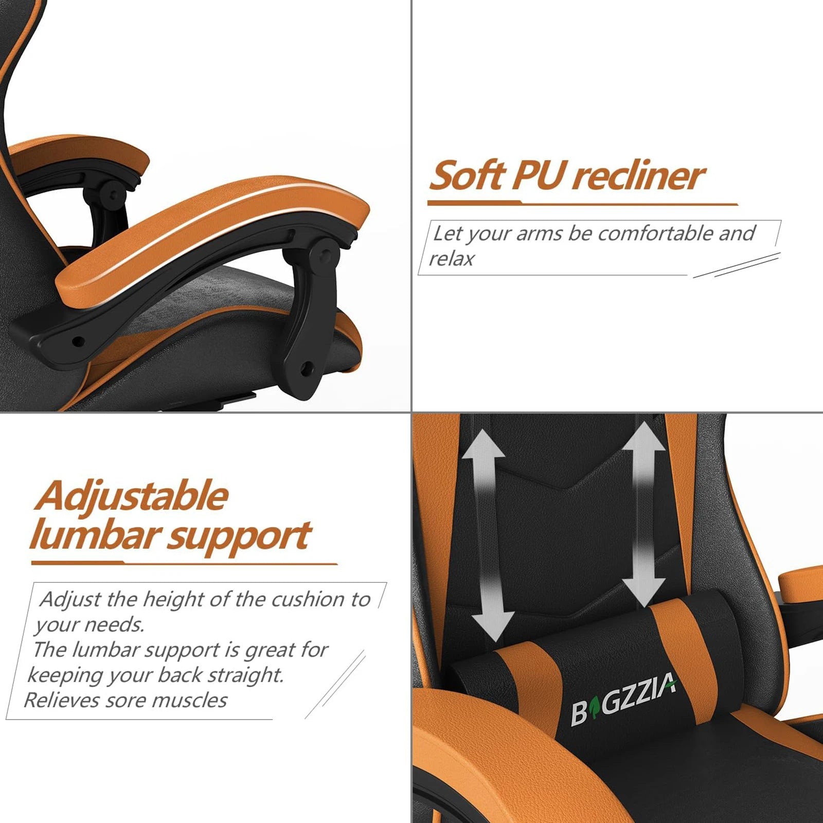 Gaming Chair Office Chair Ergonomic PU Leather Computer Desk Chair with Headrest and Lumbar Support Game Chairs Racing Chair RISE DEFENSE SYSTEMS.AI PRODUCTS