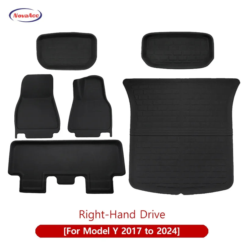 For Tesla Model Y 3 Highland Floor Mat Trunk Luggage Mat LHD RHD 2017 to 2024 2025 Left Right Rudder Four Seasons Floor Liner RISE DEFENSE SYSTEMS.AI PRODUCTS