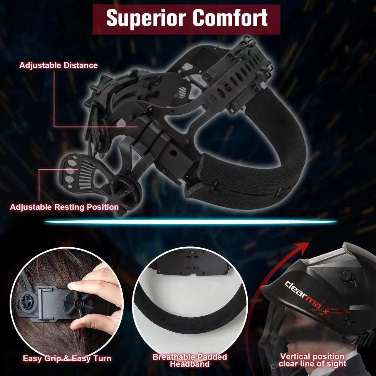 ARCCAPTAIN Welding Helmet Welder Mask Chameleon Large View True Color Solar Power Auto Darkening Welding For Arc Weld Grind Cut RISE DEFENSE SYSTEMS.AI PRODUCTS