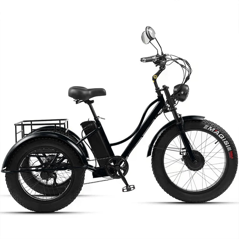 24inch Adult Electric Cargo Tricycle bike 3 wheel Fat tire bicycle scooter motorized electric tricycles E trike for transport RISE DEFENSE SYSTEMS.AI PRODUCTS