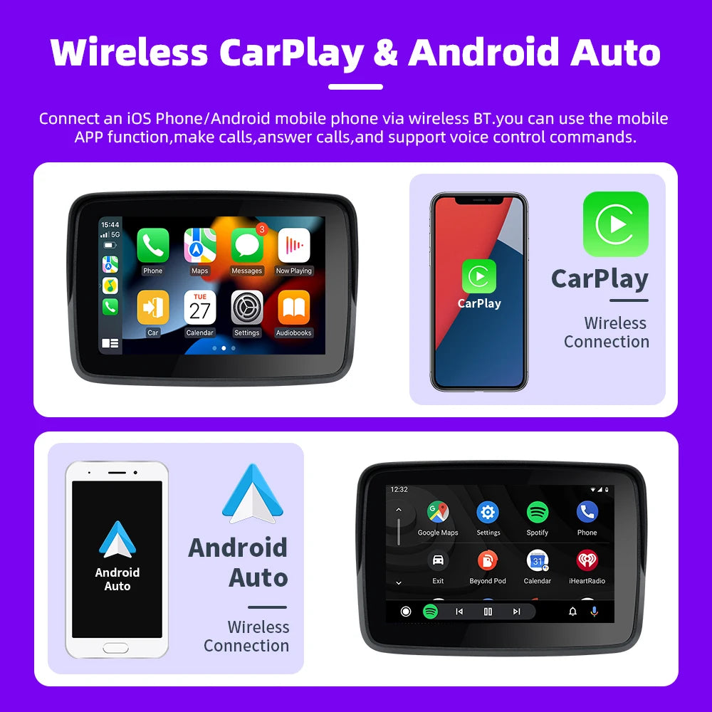 EKIY Motorcycle Navigation Apple CarPlay Display Screen Portable Motorcycle Wireless Android Auto Monitor Waterproof RISE DEFENSE SYSTEMS.AI PRODUCTS
