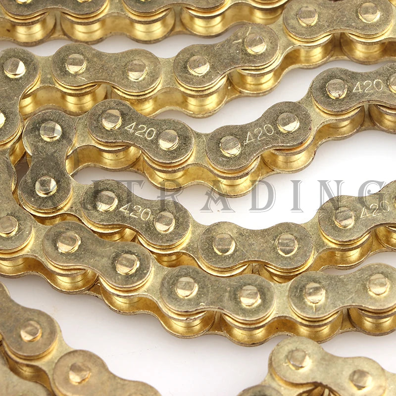 420 Chains Gold 102L/104L/108L/126L/132L/140L links chain For 50cc-150cc dirt bike/pit bike CRF 50 70 SSR Pit Dirt Bike RISE DEFENSE SYSTEMS.AI PRODUCTS