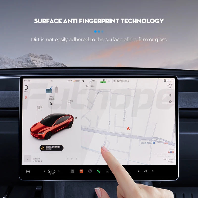 Futhope Tempered Glass Screen Protector For Tesla Model 3 Highland Y 2021-2024 Matte Glare HD Center Control Film Protection RISE DEFENSE SYSTEMS.AI PRODUCTS