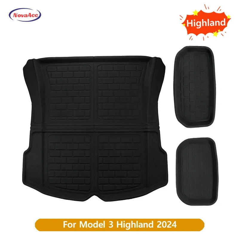 For Tesla Model Y 3 Highland Floor Mat Trunk Luggage Mat LHD RHD 2017 to 2024 2025 Left Right Rudder Four Seasons Floor Liner RISE DEFENSE SYSTEMS.AI PRODUCTS