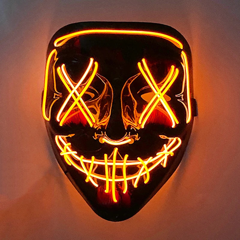 Wireless Scary Glowing Mask LED Luminous Purge Mask Halloween Horror Neon Light Up Cosplay Party Mask Fstival Costume Supplies RISE DEFENSE SYSTEMS.AI PRODUCTS