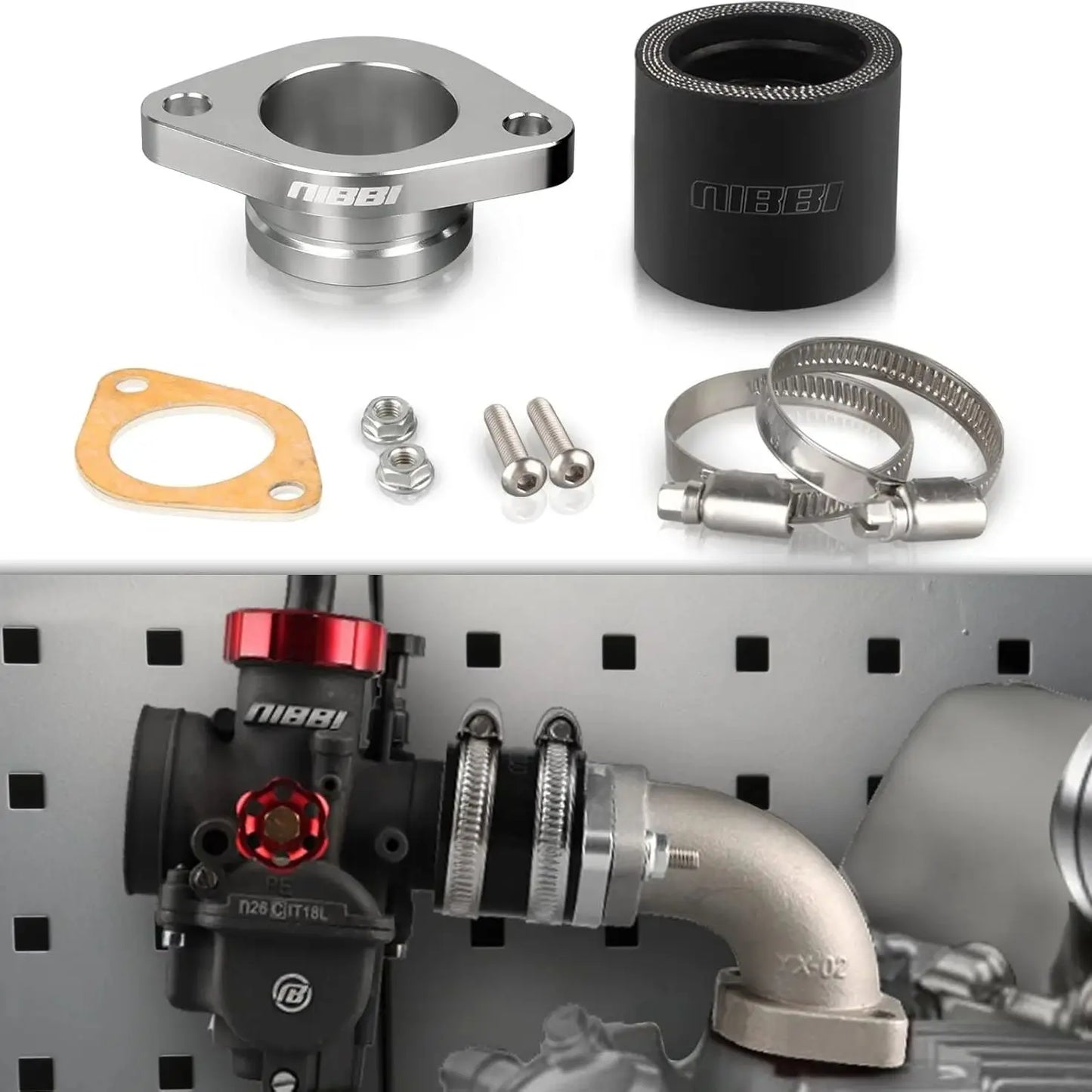 NIBBI CNC Intake Manifold Replacement for CG Engine Horizontal Engines High-Performance Motorcycle PE PWK Carburetor Adapter RISE DEFENSE SYSTEMS.AI PRODUCTS