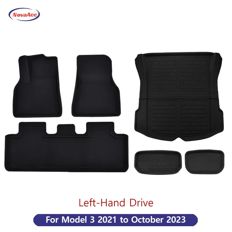 For Tesla Model Y 3 Highland Floor Mat Trunk Luggage Mat LHD RHD 2017 to 2024 2025 Left Right Rudder Four Seasons Floor Liner RISE DEFENSE SYSTEMS.AI PRODUCTS