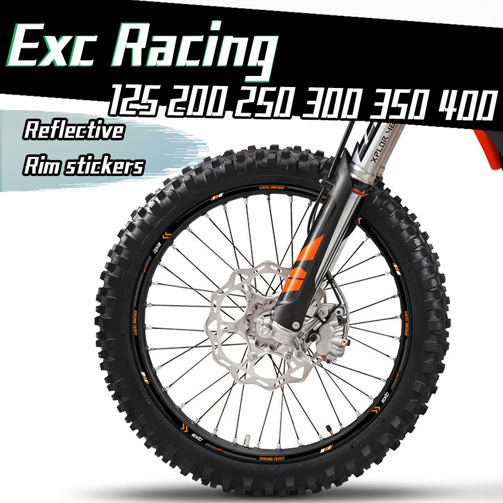For 125/250/300/350/450/500/525 Exc Racing E-XC Motorcycle Wheels Sticker 18″21″ Inch Rim Stripe Reflective Tape Hub Decals RISE DEFENSE SYSTEMS.AI PRODUCTS