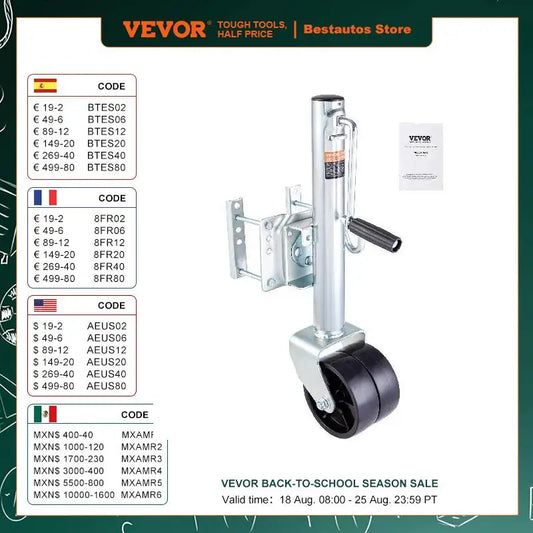 VEVOR 1000/1500lbs Trailer Jack Tongue Stand with Solid Jockey Sidewind Round Wheel Lifting Boat RV Parts Accessories RISE DEFENSE SYSTEMS.AI PRODUCTS