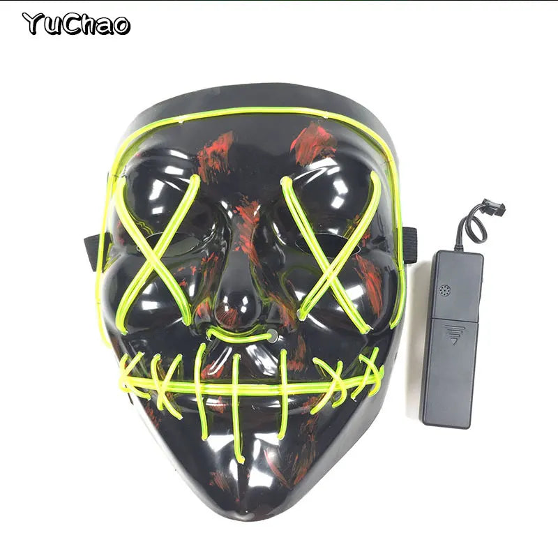Halloween Film Theme Light Up Glowing Scary Mask LED Luminous Horror Purge Mask Cosplay Bar Party Supplies Neon Full Face Mask RISE DEFENSE SYSTEMS.AI PRODUCTS
