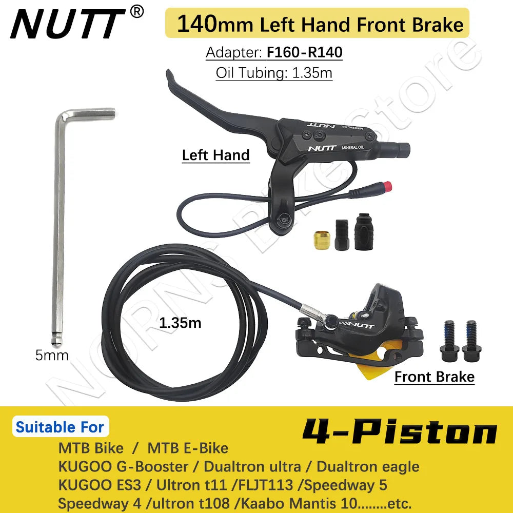 NUTT 4 Piston Y-5 Electric E-Bike Scooter Disc Brake Hydraulic Bicycle 140 160 180 Rotor For A5-D KUGOO Dualtron Kaabo Mantis RISE DEFENSE SYSTEMS.AI PRODUCTS