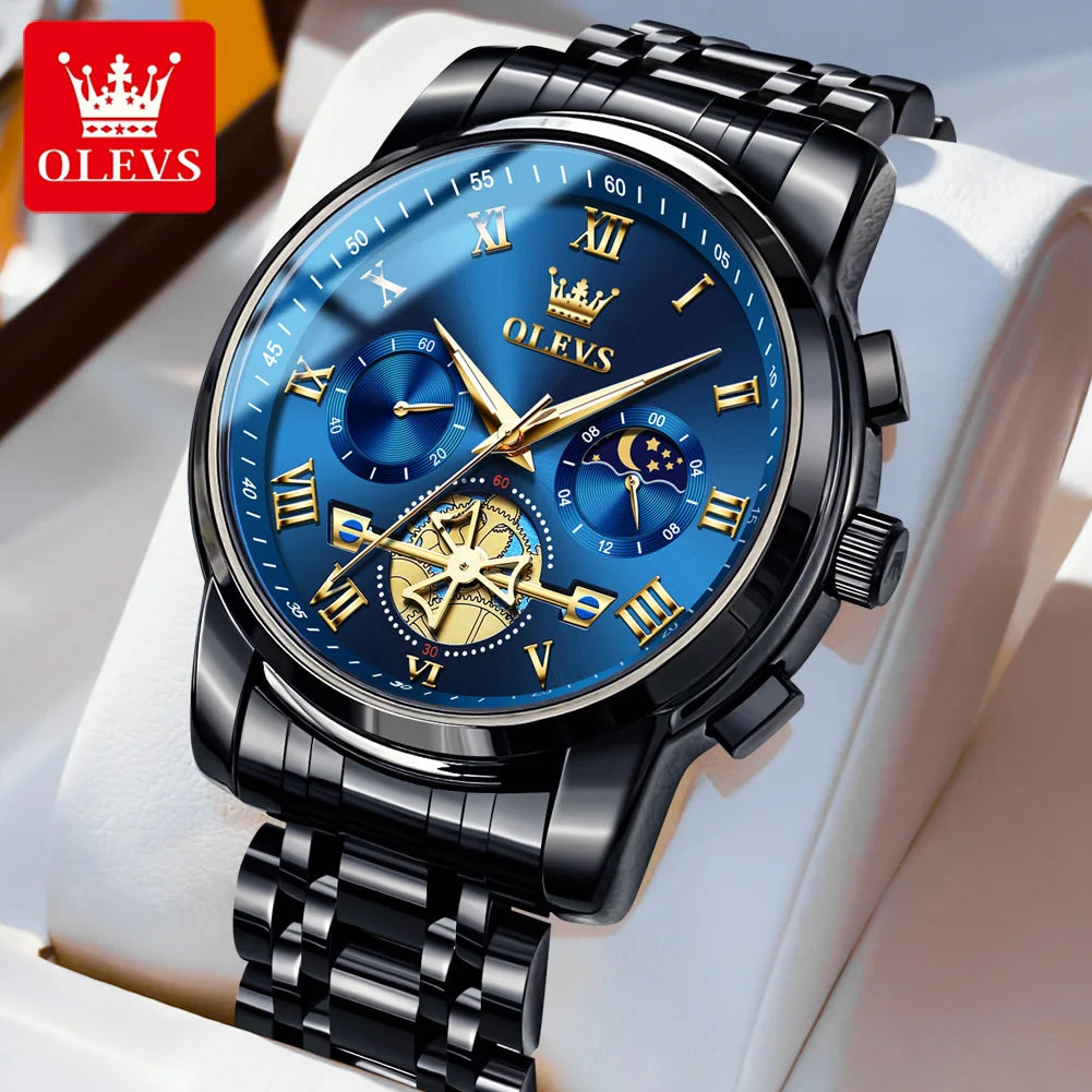 OLEVS Men’s Watch Analog Quartz Movement Business Stainless Steel Waterproof Luminous Chronograph Day Date Male Wrist Watches RISE DEFENSE SYSTEMS.AI PRODUCTS