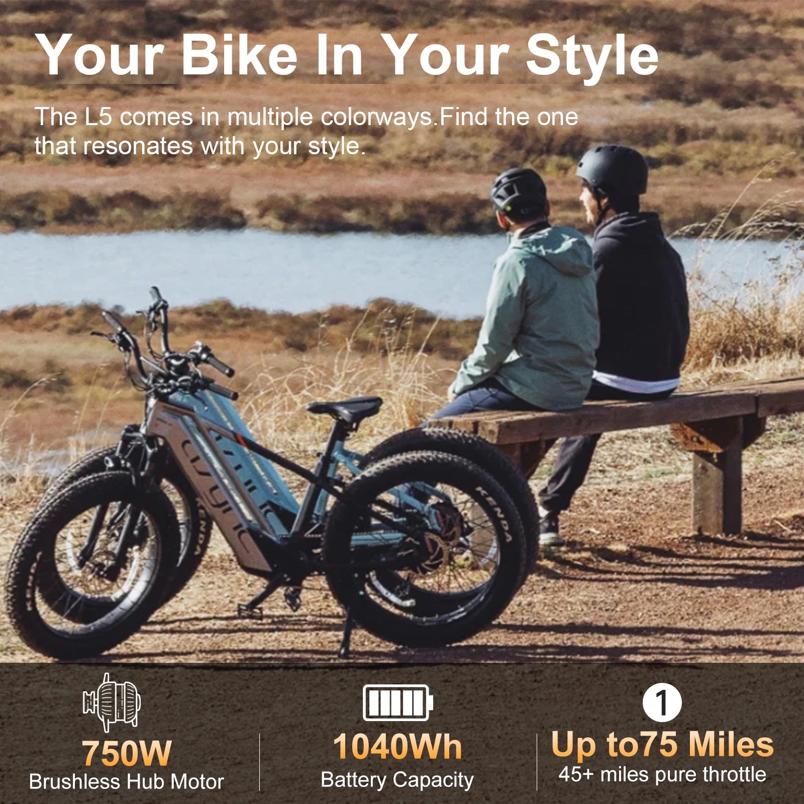 HEZZO Electric Mountain Bike for Adults 28MPH 26'' Fat Tires Ebike 52V 20Ah 750W E City Bike 75 Miles Long Range Electric Bike RISE DEFENSE SYSTEMS.AI PRODUCTS