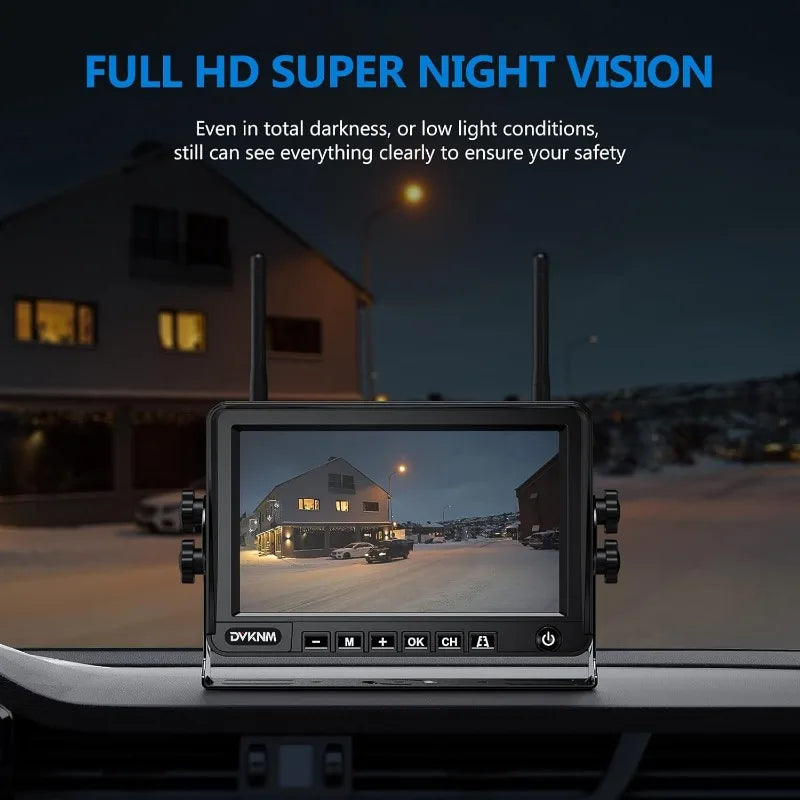 Magnetic Solar Wireless Backup Camera HD1080P 3 Mins DIY Installation DVR 7