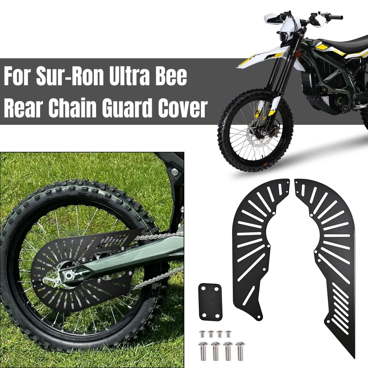 Rear Sprocket Protective Cover For Sur Ron Ultra Bee Rear Chain Guard Cover RISE DEFENSE SYSTEMS.AI PRODUCTS