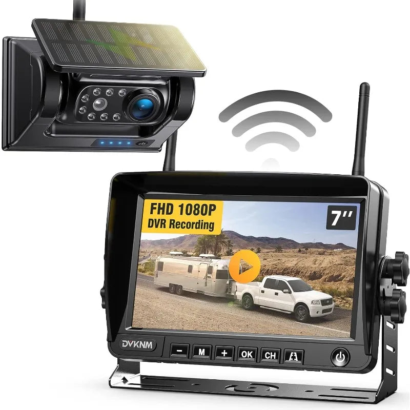 Magnetic Solar Wireless Backup Camera HD1080P 3 Mins DIY Installation DVR 7