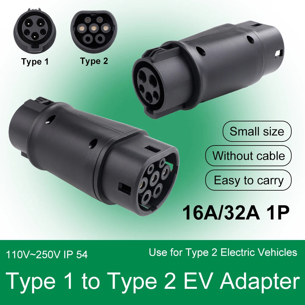 JDMEX Electric Vehicle Charging Connector Type 1 J1772 to Type 2 EV Adapter Type 1 to Type 2 IEC 62196-2 EVSE Charger EV Adaptor RISE DEFENSE SYSTEMS.AI PRODUCTS