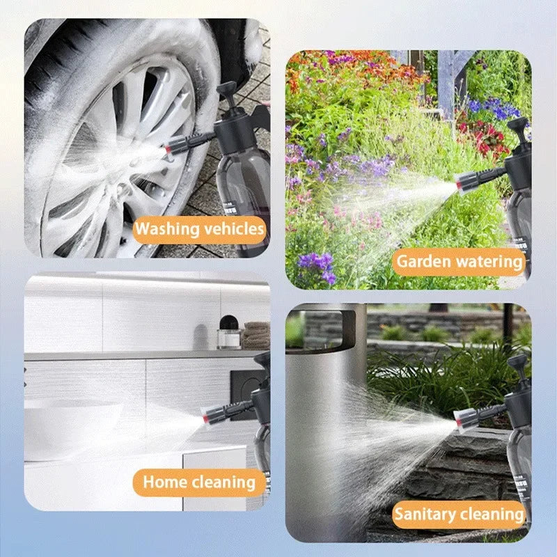 2L  car wash water gun car wash foam spray can pressurized dense foam there are two modes can also water flowers disinfection RISE DEFENSE SYSTEMS.AI PRODUCTS